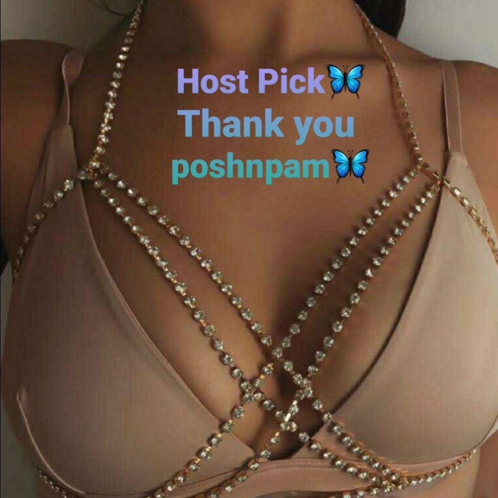 LAST ONE Crystal Bra Necklace Choker Jewelry. - Picture 2 of 9